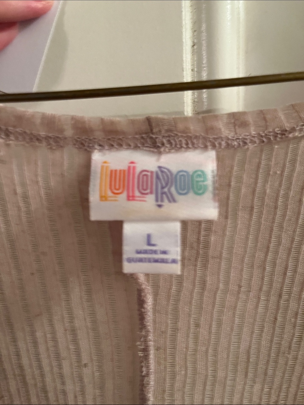 LuLaRoe Tan/Cream Color Ribbed Open-Front Cardigan - Picture 2 of 6